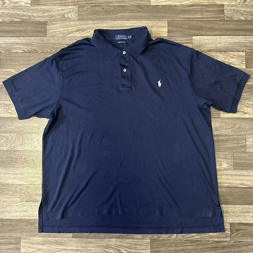 Polo Ralph Lauren Short Sleeve Polo Shirt Men’s 2XB Blue White Pony Logo Classic